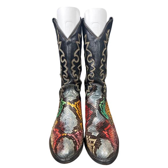 Vintage Dan Post Men’s Rainbow Python Snakeskin Cowboy Boot Size US 9.5 main image 5